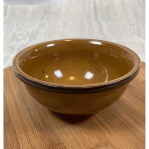 Vintage Stone Pottery Round Brown Cereal Soup Bowl Dish Glossy MCM‎ Home Decor